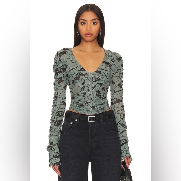 NWT Free People Through The Meadow Top in Steel Sea Combo Size Small - Picture 3 of 5
